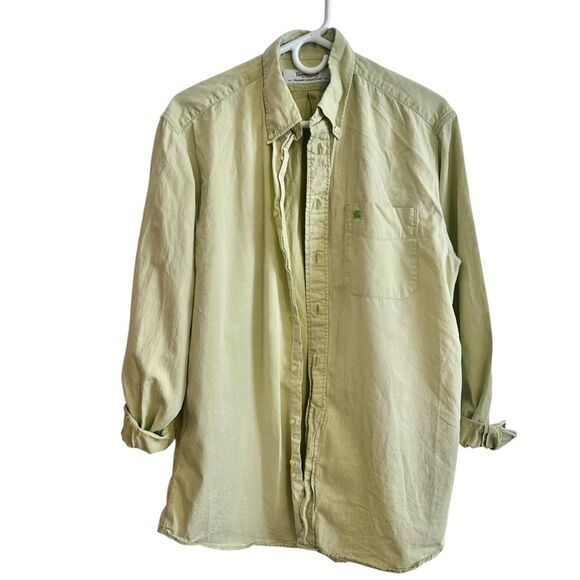 Burberry Burberrys of London Knight Logo Button Down Shirt Cotton Green Size M - Picture 1 of 9
